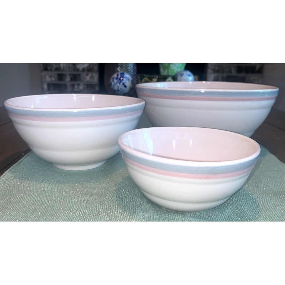 Pfaltzgraff USS Aura Pink Nesting Bowls~Set Of 3~Vintage *